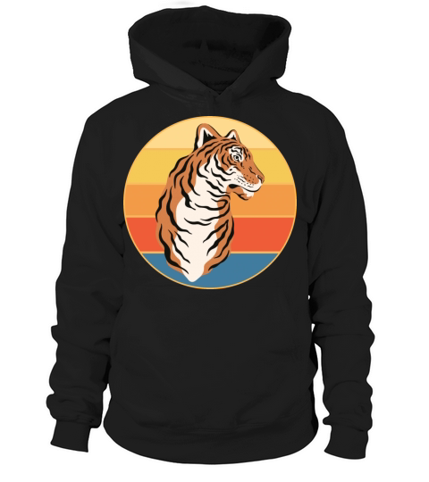 Tiger Big Cat Vintage Retro Sunset Hoodie Unisex