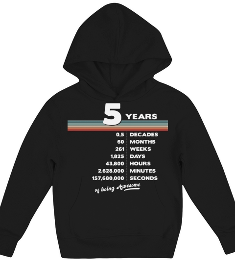 5th Birthday Vintage 5 Years Old Retro 60 Months Kids Hoodie