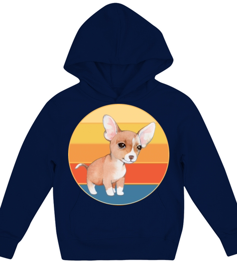 Cute Chihuahua Dog Breed Vintage Retro Sunset Kids Hoodie