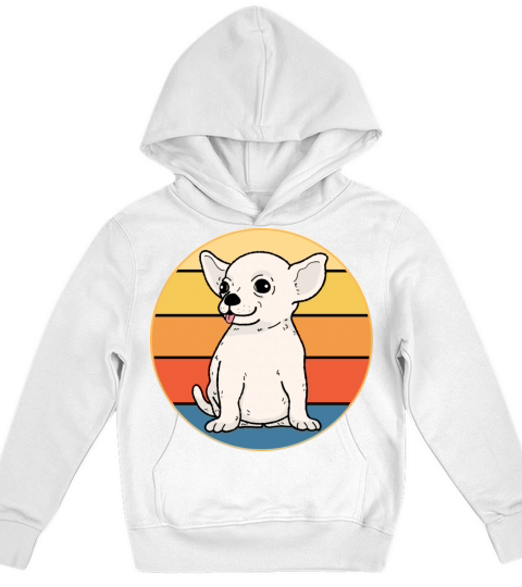 Cute Chihuahua Dog Breed Vintage Retro Sunset Kids Hoodie