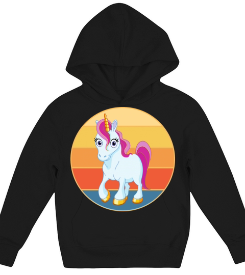Cute Kawaii Unicorn Retro Sunset Vintage Kids Hoodie