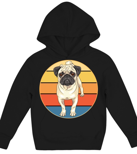 French Bulldog Dog Breed Vintage Retro Sunset Kids Hoodie