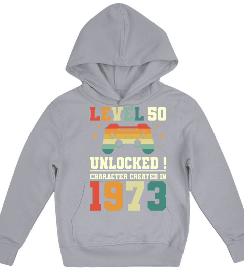 Geek Level 50 Unlocked 1973 50th Birthday Gamer Kids Hoodie