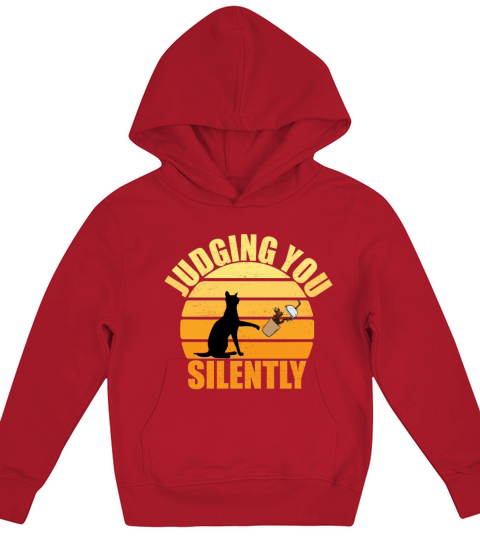 Judging You Silently black cat lovers gift Kids Hoodie