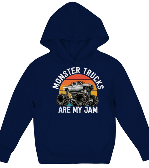 Monster Trucks Are My Jam Vintage Retro Kids Hoodie