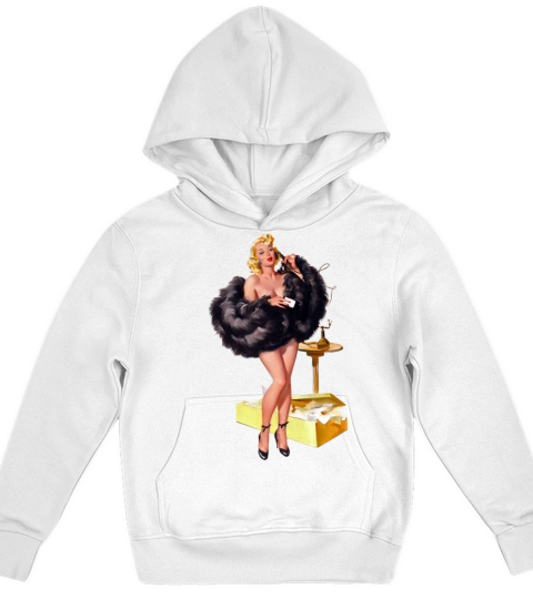 Retro vintage pin up girl in fur Kids Hoodie