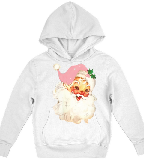 Merry Christmas Vintage Pink Santa Claus T Shirt Kids Hoodie