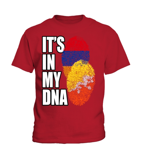 Bhutanese And Armenian Mix Heritage DNA Flag Kids T-Shirt