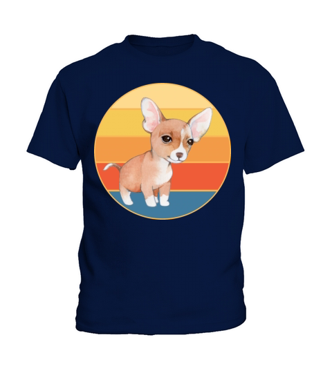 Cute Chihuahua Dog Breed Vintage Retro Sunset Kids T-Shirt