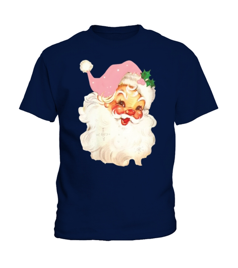 Merry Christmas Vintage Pink Santa Claus T Shirt Kids T-Shirt