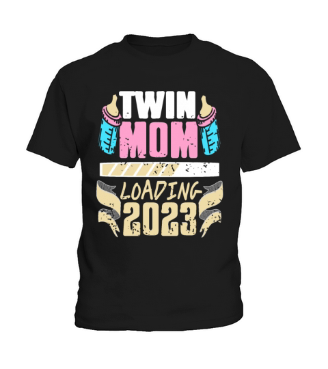 Womens Twin Mama Twin Mom to Be Pregnancy Kids T-Shirt