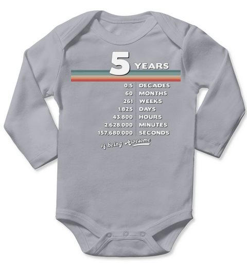 5th Birthday Vintage 5 Years Old Retro 60 Months Long Sleeve Baby One-Piece