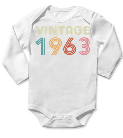 60th Birthday - Vintage 1963 Long Sleeve Baby One-Piece