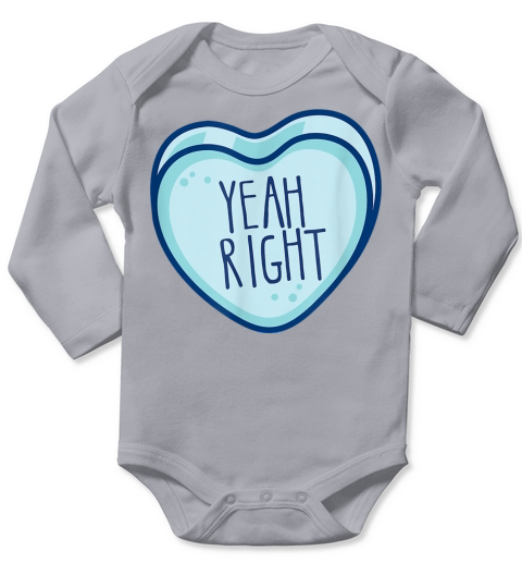 Anti Valentines Day Yeah Right Conversation Heart Long Sleeve Baby One-Piece