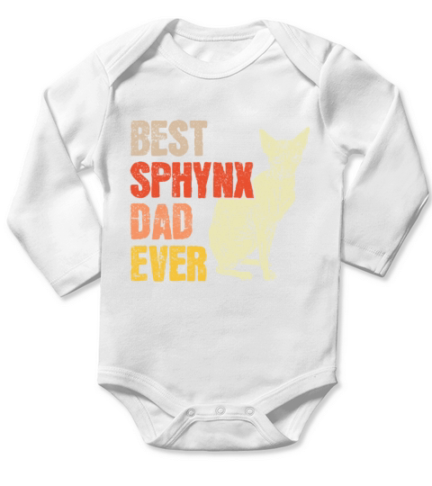 Best Sphynx Dad Ever Kitten Pet Owner Vintage Long Sleeve Baby One-Piece