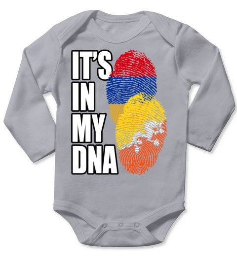 Bhutanese And Armenian Mix Heritage DNA Flag Long Sleeve Baby One-Piece