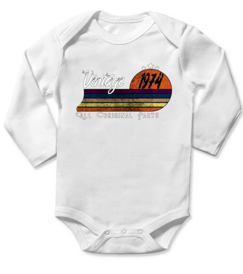 Born In 1974 Vintage Retro Classic Gifts Long Sleeve Baby One-Piece