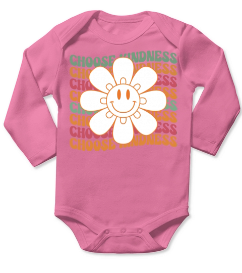 Choose Kidness - Retro typography Long Sleeve Baby One-Piece