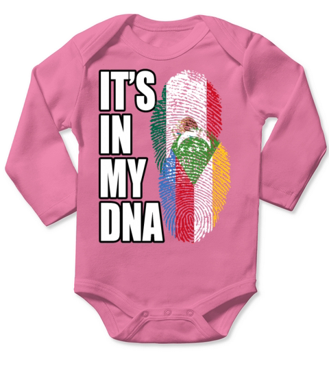 Comoran And Mexican Mix Heritage DNA Flag Long Sleeve Baby One-Piece