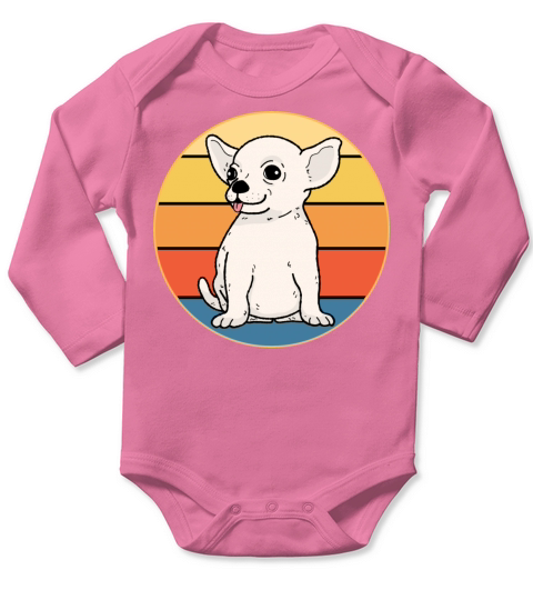 Cute Chihuahua Dog Breed Vintage Retro Sunset Long Sleeve Baby One-Piece