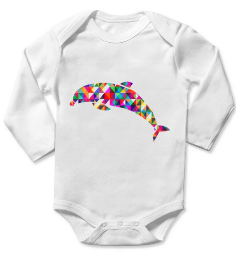 Dolphin Mosaic Colorful Long Sleeve Baby One-Piece