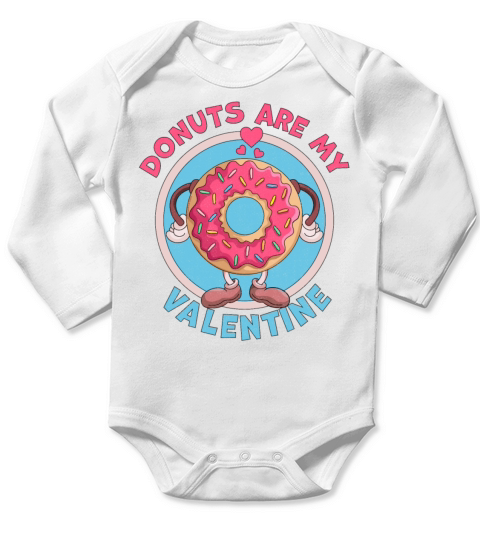 Donuts are my Valentine Funny Anti Valentines Day Long Sleeve Baby One-Piece
