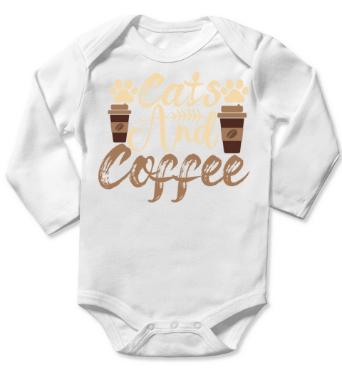 Funny Quote Vintage Azuco Coffee Cat Long Sleeve Baby One-Piece