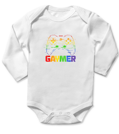 Gaymer LGBT Rainbow Flag Long Sleeve Baby One-Piece