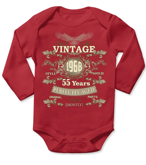Gift for 55th birthday - Vintage ornaments - gift Long Sleeve Baby One-Piece