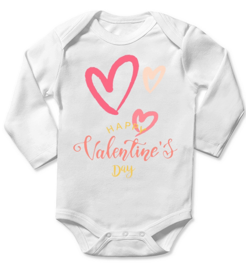 Happy Valentines Day cute retro pastel pink heart Long Sleeve Baby One-Piece