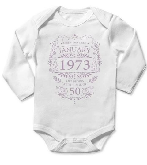 January 1973 Birthday Vintage 50th Birthday Long Sleeve Baby One-Piece