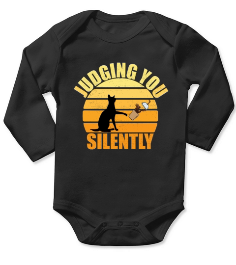 Judging You Silently black cat lovers gift Long Sleeve Baby One-Piece
