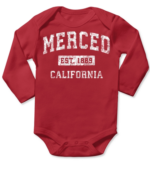 Merced California Ca Vintage Established Sports De Long Sleeve Baby One-Piece