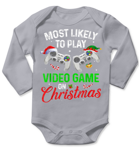Most Likely To Play Video Game On Christmas Funny Long Sleeve Baby One-Piece
