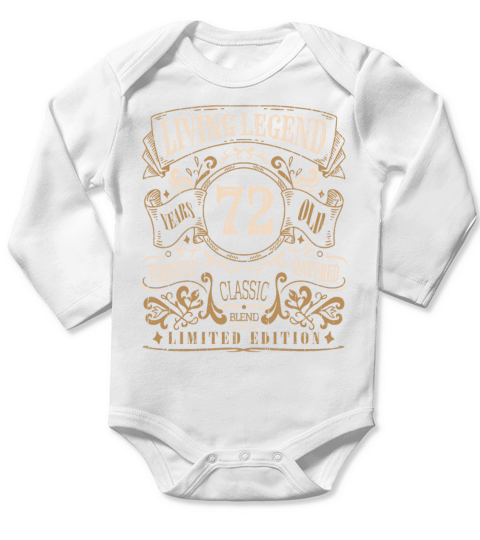 Retro Vintage Birth Whiskey Age 72 Years Old Long Sleeve Baby One-Piece