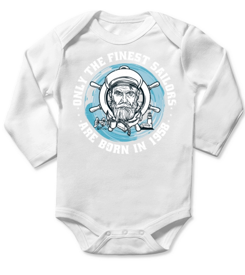Sailors Sailboats Vintage 1958 Birthday fun Long Sleeve Baby One-Piece