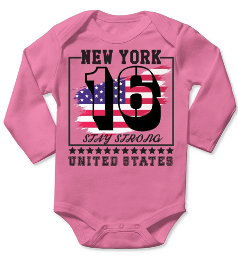 Stay Strong American Vintage Typography Lettering Long Sleeve Baby One-Piece