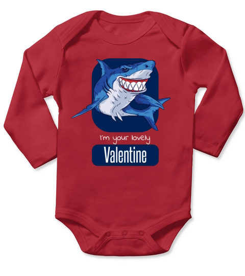 Valentine shark - funny valentines day humor Long Sleeve Baby One-Piece