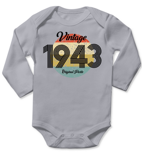 Vintage 1943 Original Parts Born in 1943 Birthday Long Sleeve Baby One-Piece