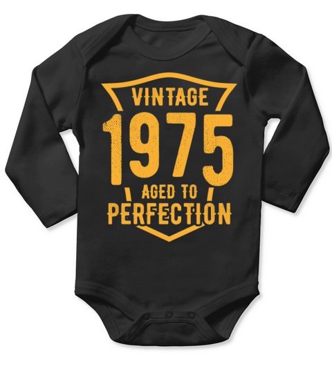 Vintage 1975 Aged To Perfection 48th Birthday Long Sleeve Baby One-Piece
