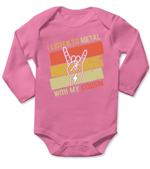 Vintage Metal With Cousin Metal Kid Music Lover Long Sleeve Baby One-Piece