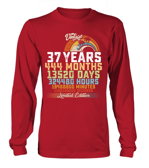 37th Birthday 37 Years Hours Month Vintage Long sleeved Unisex