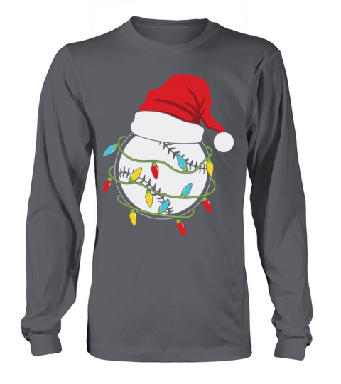 Baseball Christmas Lights Santa Hat Long sleeved Unisex