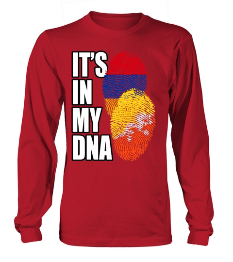 Bhutanese And Armenian Mix Heritage DNA Flag Long sleeved Unisex