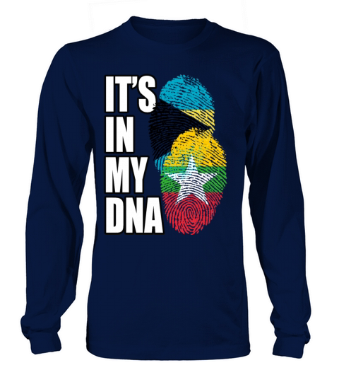 Burmese And Bahamian Mix Heritage DNA Flag Long sleeved Unisex