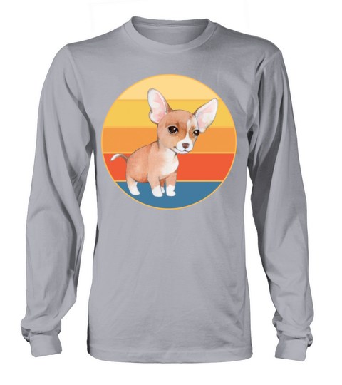 Cute Chihuahua Dog Breed Vintage Retro Sunset Long sleeved Unisex