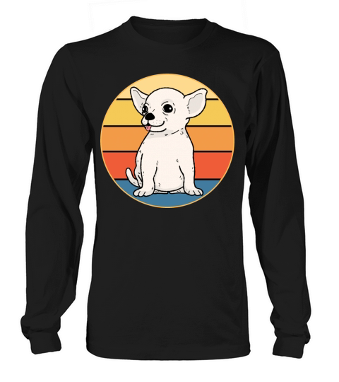 Cute Chihuahua Dog Breed Vintage Retro Sunset Long sleeved Unisex