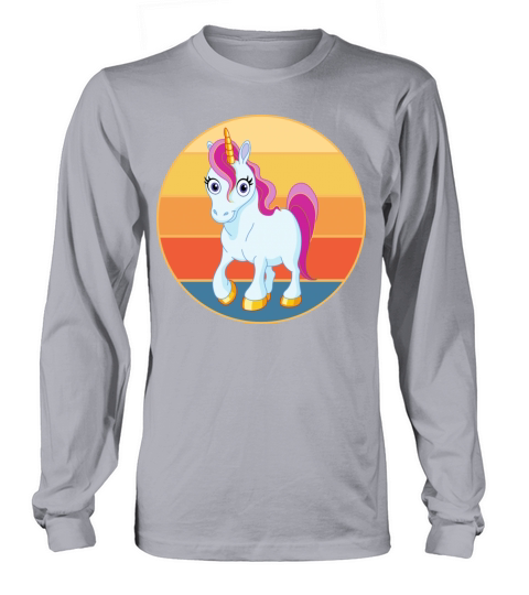 Cute Kawaii Unicorn Retro Sunset Vintage Long sleeved Unisex