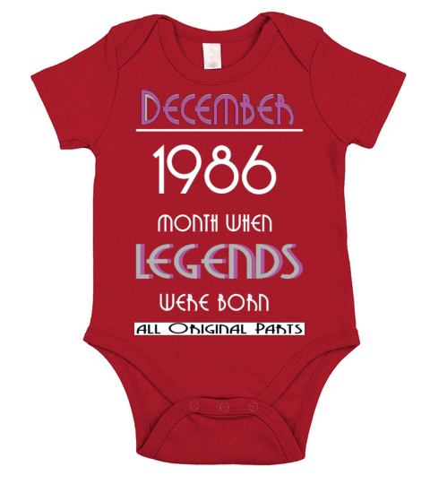1986 birthday december vintage retro Short Sleeve Baby One-Piece