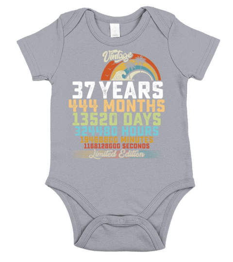 37th Birthday 37 Years Hours Month Vintage Short Sleeve Baby One-Piece